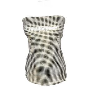 Express White and Gold Dot Tube Top Sz XS